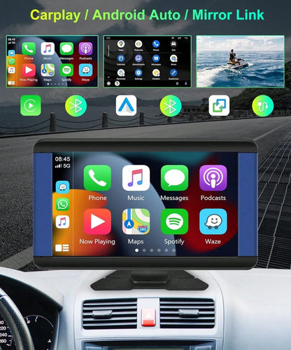 Rimoody Wireless Carplay Android Auto Portable Car Stereo, 7 Inch Touch Screen Portable Carplay Screen Bluetooth/Mirror Link/Navigation/Voice Control/AUX,For All Vehicles + Backup Camera