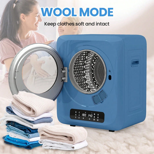 Robsivo Portable Clothes Dryer, 120V 850W Electric Compact Laundry Dryer With 6 Drying Modes, LED Touch Panel, Stainless Steel Tub For Apartments, Home, Dorms, RVs (Blue)