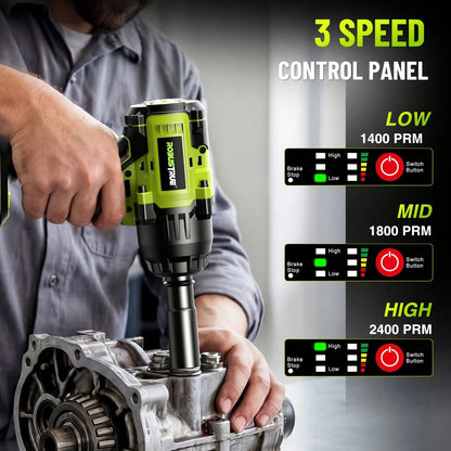 Robustrue Cordless Impact Wrench 1033ft-Lbs (1600N.M), High Torque Brushless 1/ 2 Impact Gun, 2 X5.0Ah Battery, Fast Charger, 4 Sockets, Impact Wrench For Home Car Tires Truck Mover