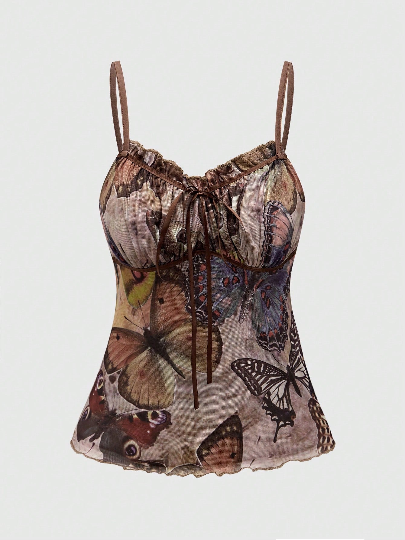 ROMWE Fairycore Plus Size Summer Casual Retro Butterfly Print Camisole