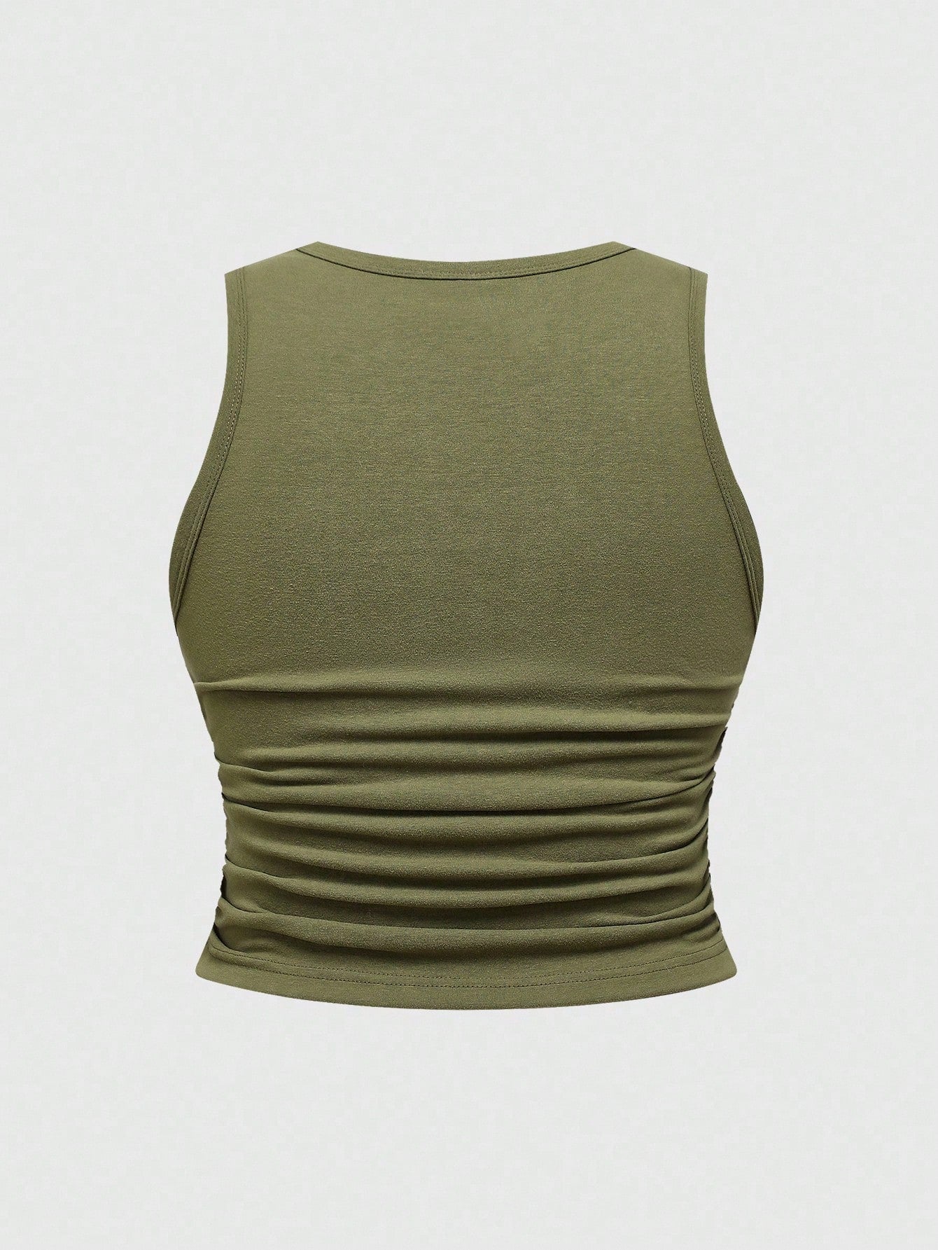 ROMWE Fairycore Spring/Summer Casual Graphic Plus Size Hippie Sun Cute Vacation Elastic Ruched Green Tank Top Suitable For Going Out,Back To School