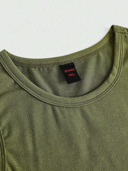 ROMWE Fairycore Spring/Summer Casual Graphic Plus Size Hippie Sun Cute Vacation Elastic Ruched Green Tank Top Suitable For Going Out,Back To School