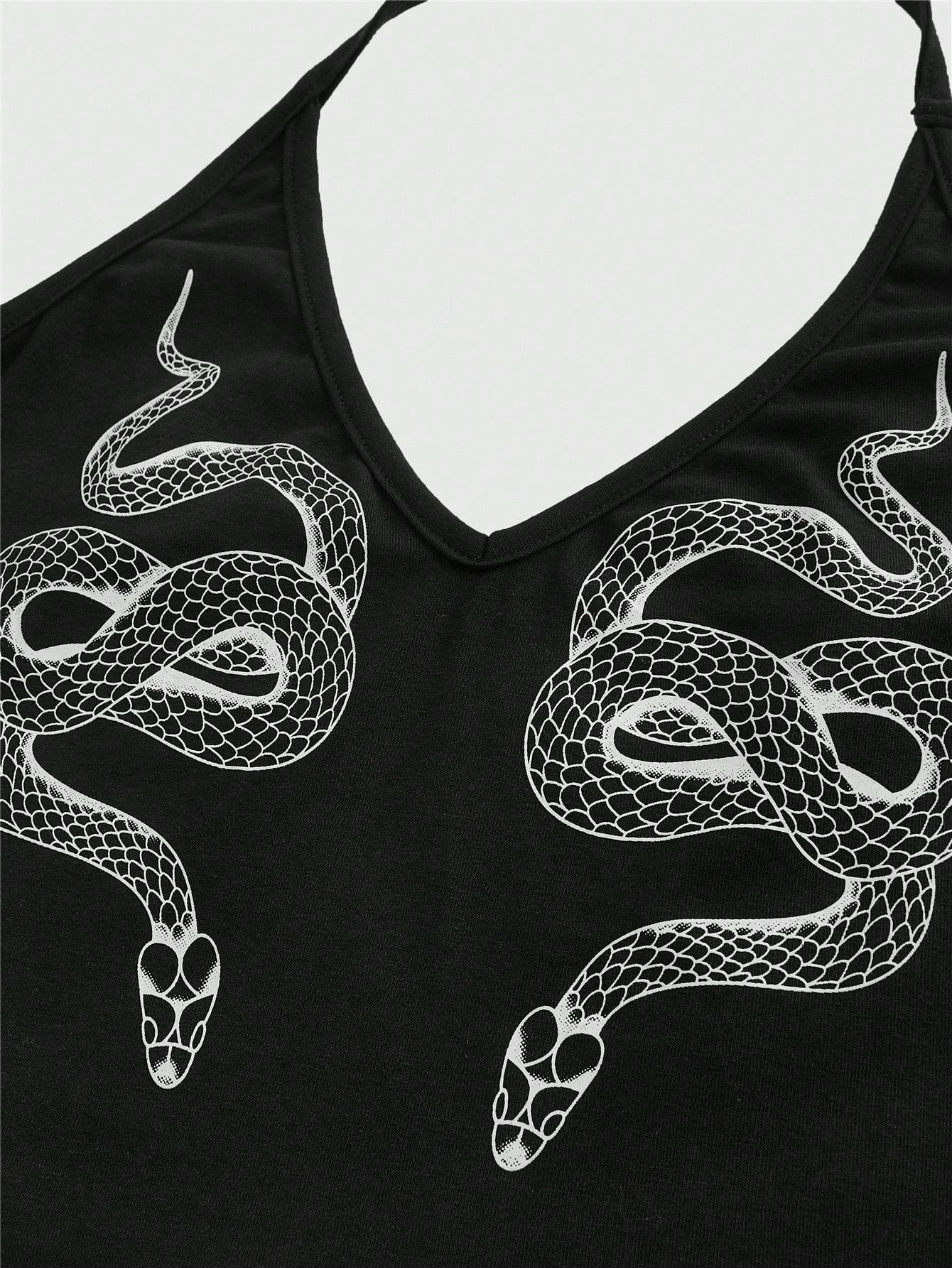 ROMWE Goth Snake Printed Neck Hanging Lady's Bodycon Waist Cinched Camisole