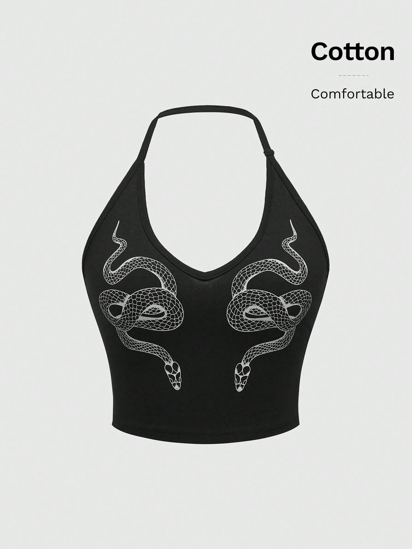 ROMWE Goth Snake Printed Neck Hanging Lady's Bodycon Waist Cinched Camisole