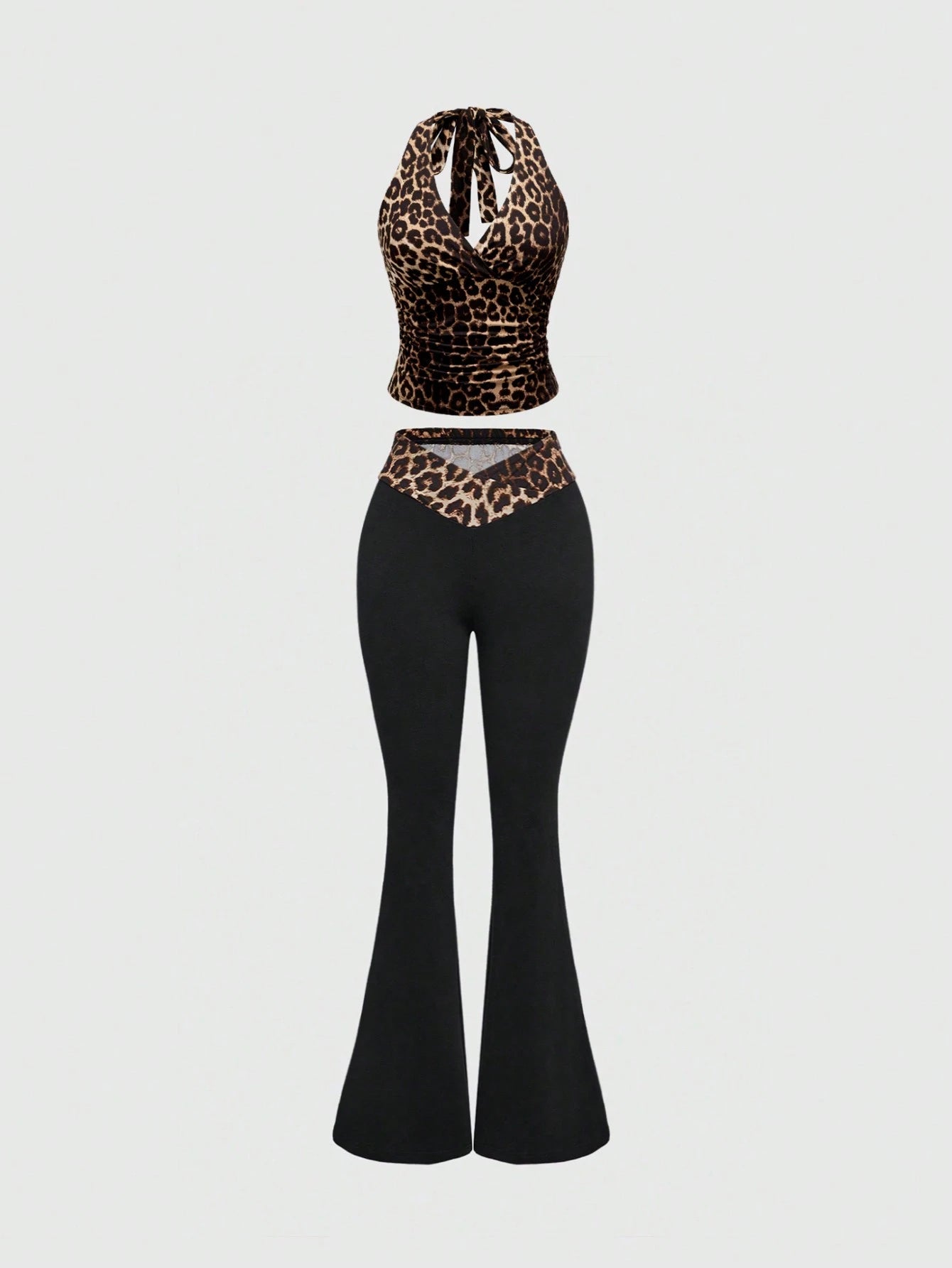 ROMWE Grunge Punk Y2K Leopard Print Halter Neck Tank Top For Women