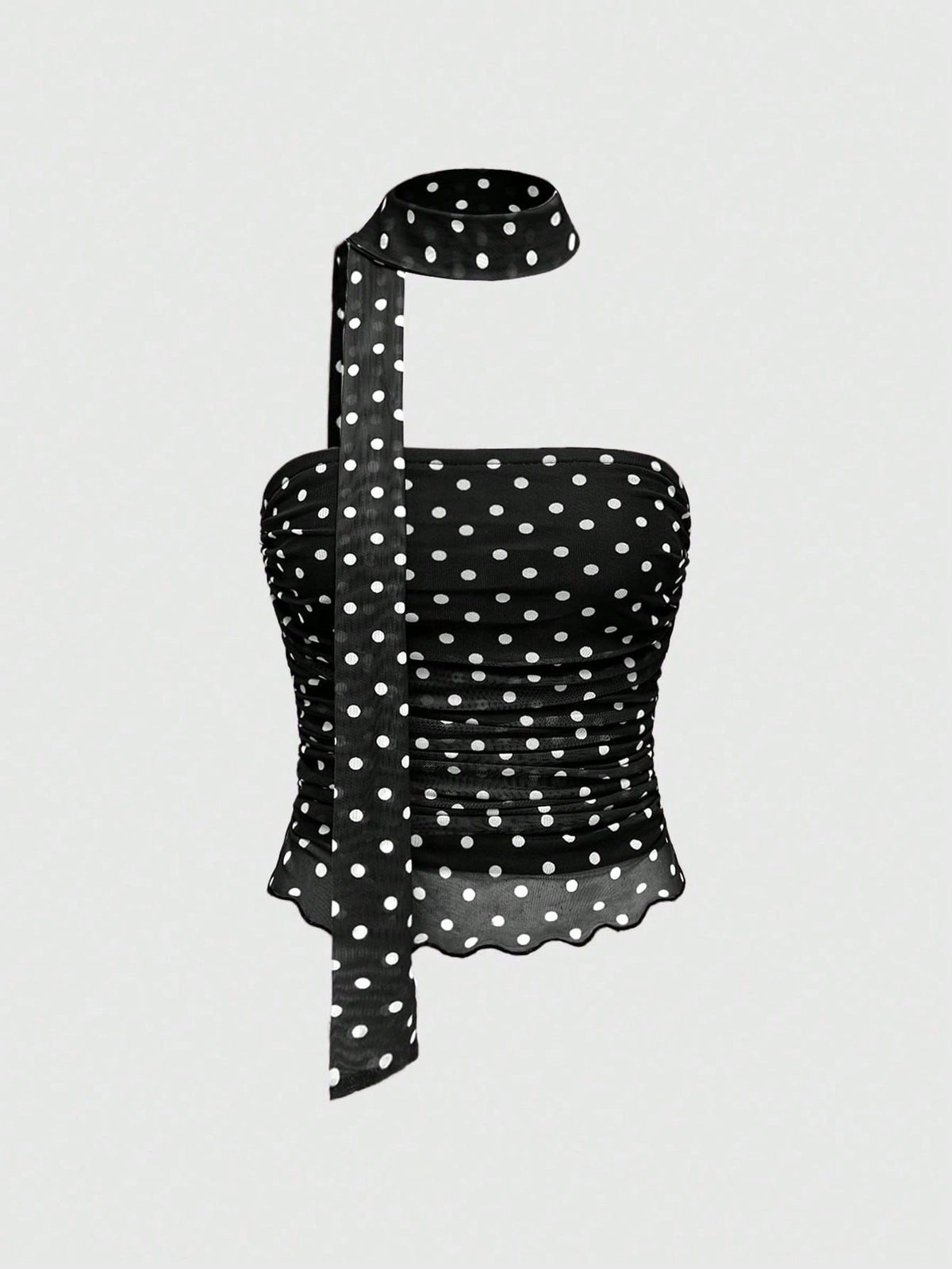 ROMWE J-Fashion Spring/Summer Valentine's Day Women's Polka Dot Printed Ruched Halter Tank Top