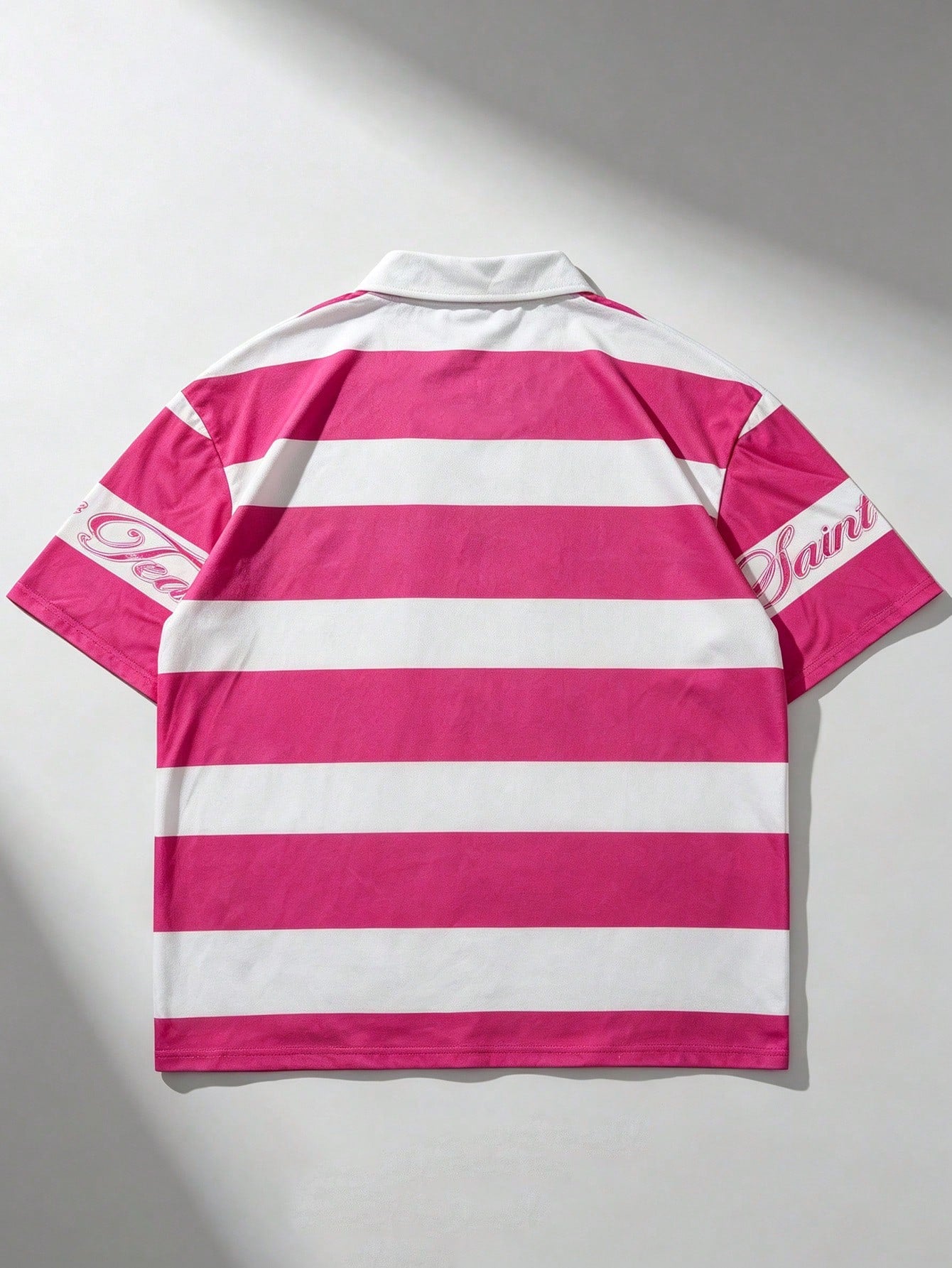 ROMWE MEN Street Life 2026 Men's Casual Short Sleeve Polo Collar T-Shirt College Style Printed Striped Top