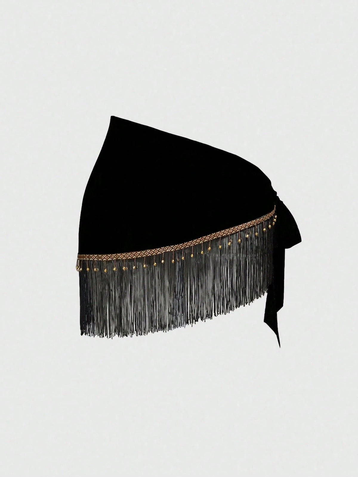 ROMWE Spring/Summer Women's Retro Hippie Western Music Festival Beaded Fringe Hem Drawstring Skirt