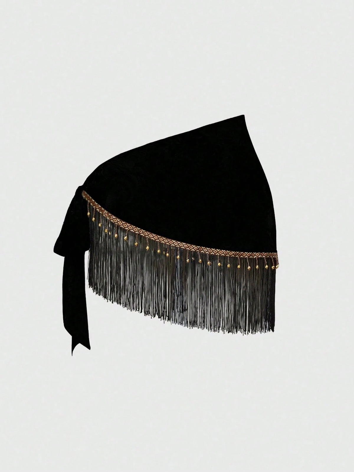 ROMWE Spring/Summer Women's Retro Hippie Western Music Festival Beaded Fringe Hem Drawstring Skirt