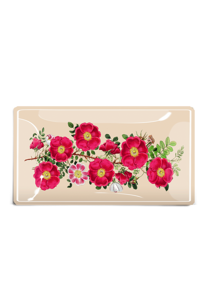 Rose Sprig Decoupage Glass Tray - Ben's Garden