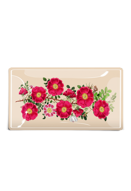 Rose Sprig Decoupage Glass Tray - Ben's Garden