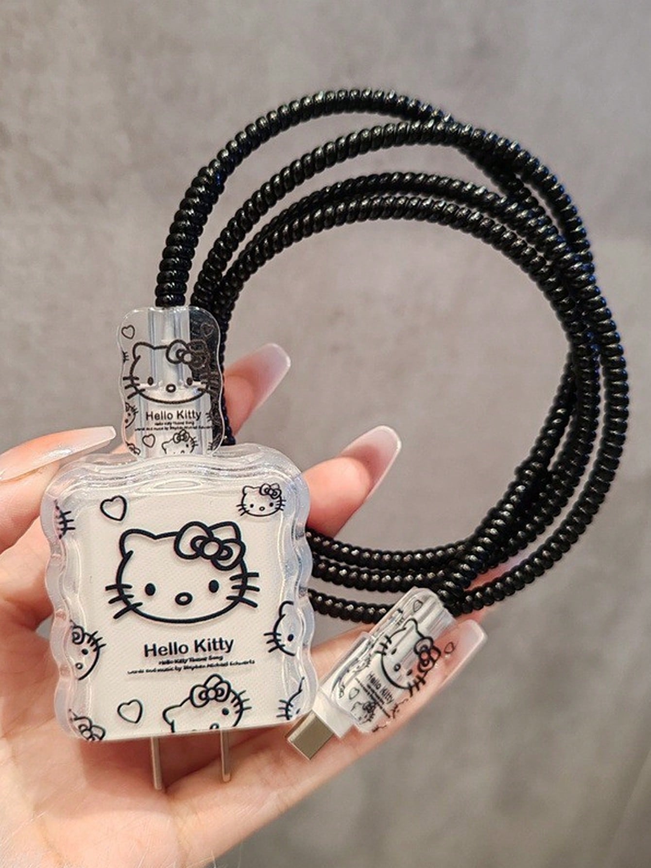 SANRIO 1 Set Fashionable High-Quality Cute Charger Protective Case- Fits 15/16/17 20W Charger Head And Cable, Cartoon Pattern Anti-Drop Protection