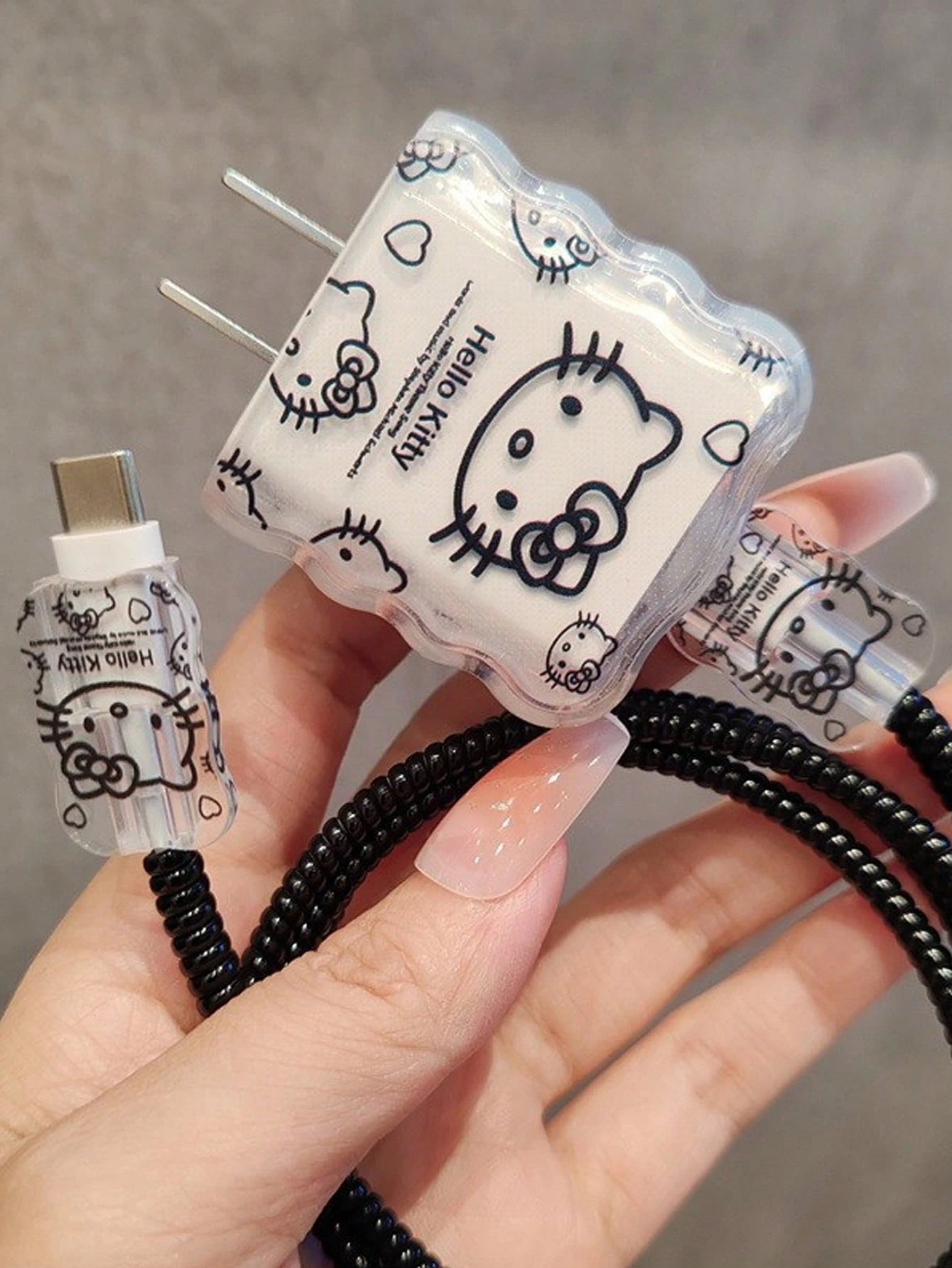 SANRIO 1 Set Fashionable High-Quality Cute Charger Protective Case- Fits 15/16/17 20W Charger Head And Cable, Cartoon Pattern Anti-Drop Protection