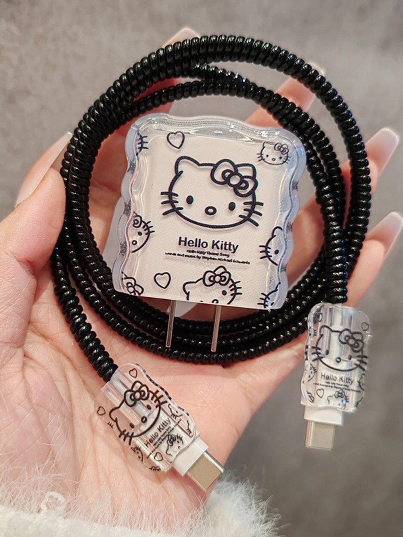 SANRIO 1 Set Fashionable High-Quality Cute Charger Protective Case- Fits 15/16/17 20W Charger Head And Cable, Cartoon Pattern Anti-Drop Protection