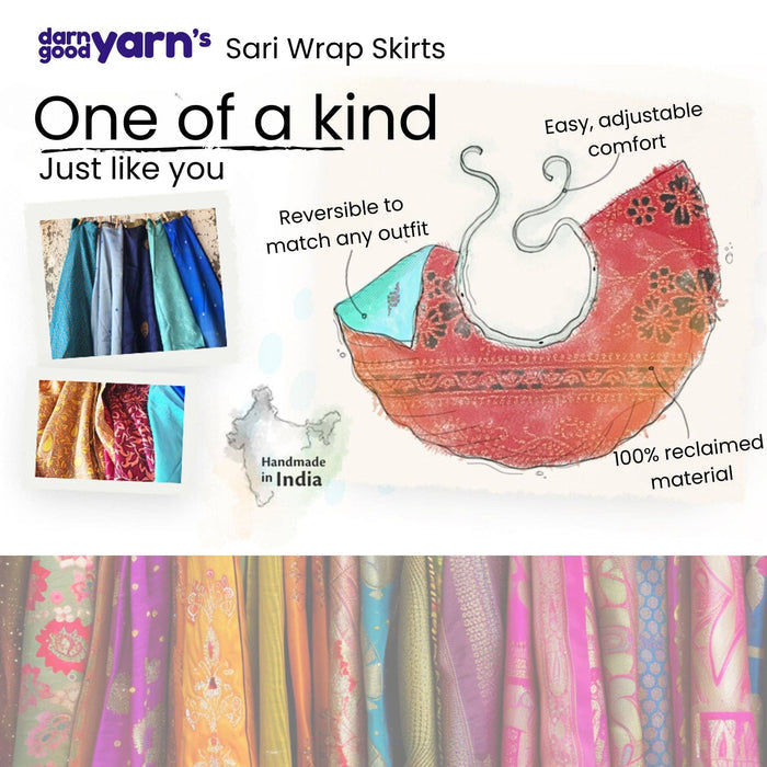 Sari Wrap Skirt: Cool Tones / Mini / 02-12