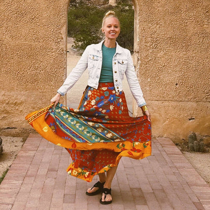 Sari Wrap Skirt: Cool Tones / Mini / 02-12