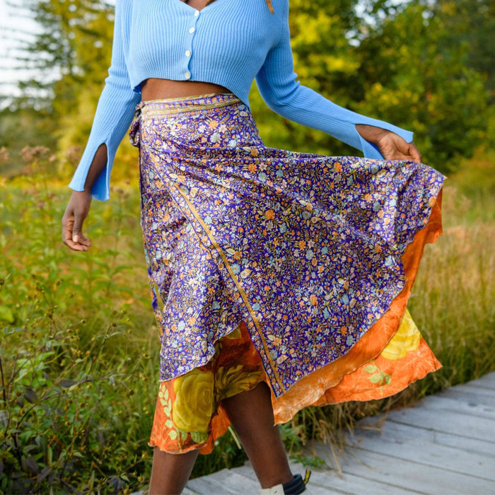 Sari Wrap Skirt: Cool Tones / Mini / 02-12