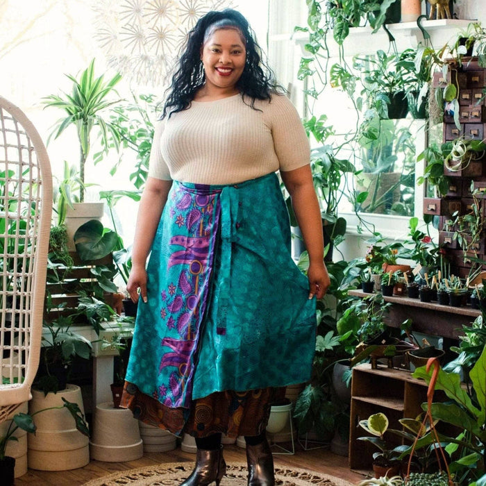Sari Wrap Skirt: Cool Tones / Mini / 02-12