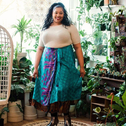 Sari Wrap Skirt: Cool Tones / Mini / 02-12