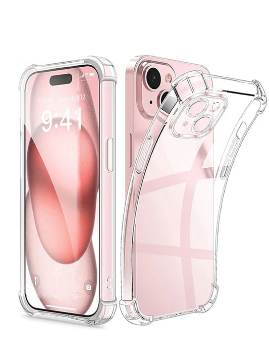 Screen Protection Silicone TPU Transparent Shockproof Phone Case With Reinforced Corner Airbags Solid Color Material Compatible With IPhone Galaxy And Other Models TPU Protective Back Cover Waterproof