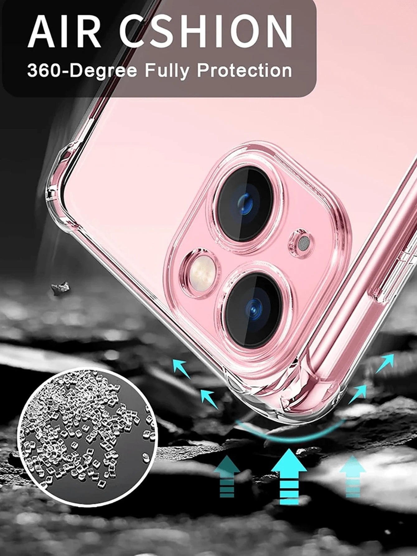 Screen Protection Silicone TPU Transparent Shockproof Phone Case With Reinforced Corner Airbags Solid Color Material Compatible With IPhone Galaxy And Other Models TPU Protective Back Cover Waterproof