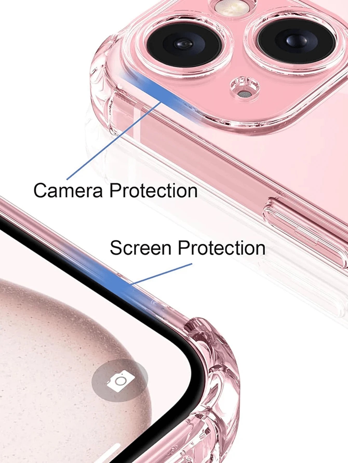 Screen Protection Silicone TPU Transparent Shockproof Phone Case With Reinforced Corner Airbags Solid Color Material Compatible With IPhone Galaxy And Other Models TPU Protective Back Cover Waterproof