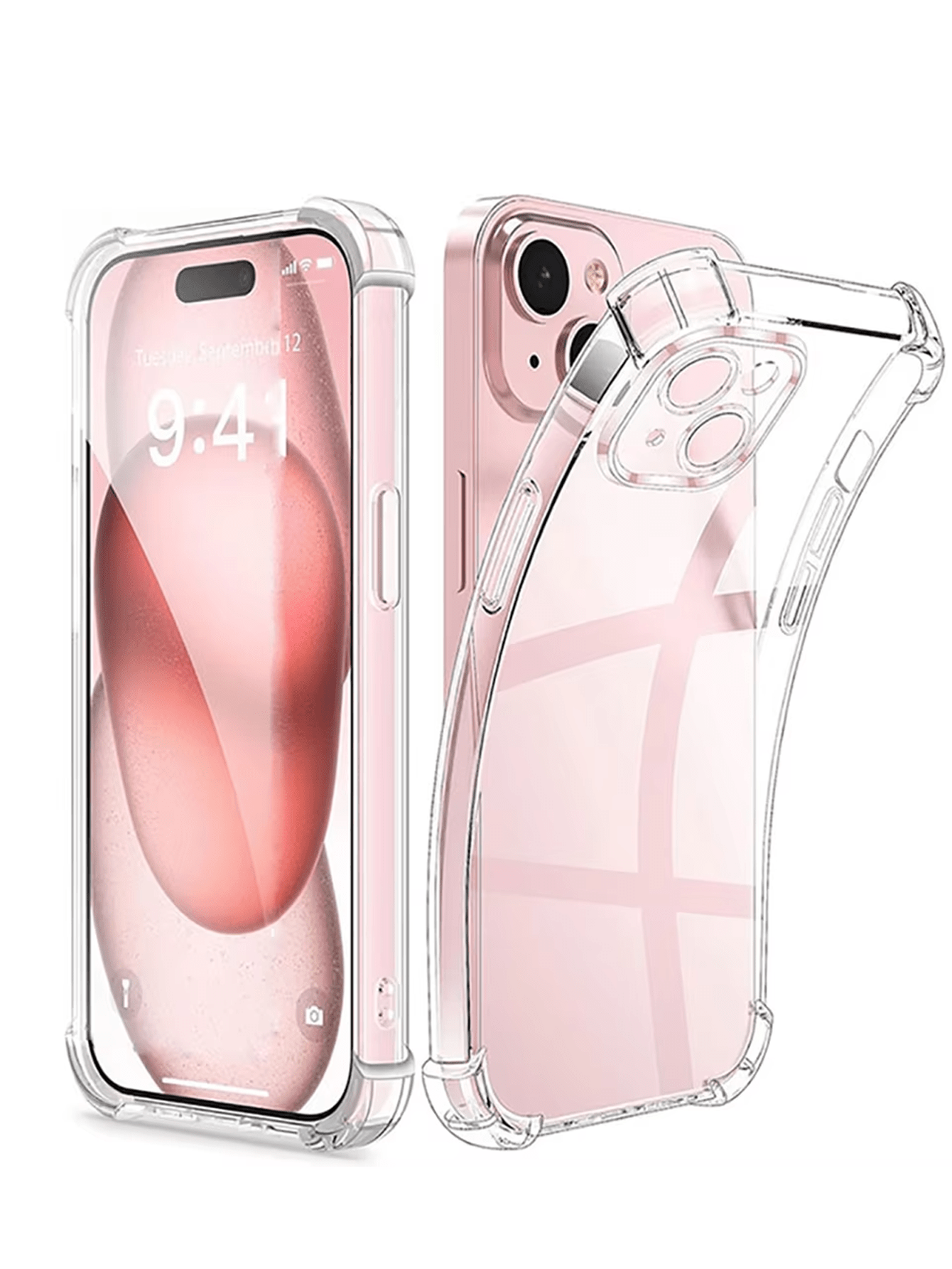 Screen Protection Silicone TPU Transparent Shockproof Phone Case With Reinforced Corner Airbags Solid Color Material Compatible With IPhone Galaxy And Other Models TPU Protective Back Cover Waterproof