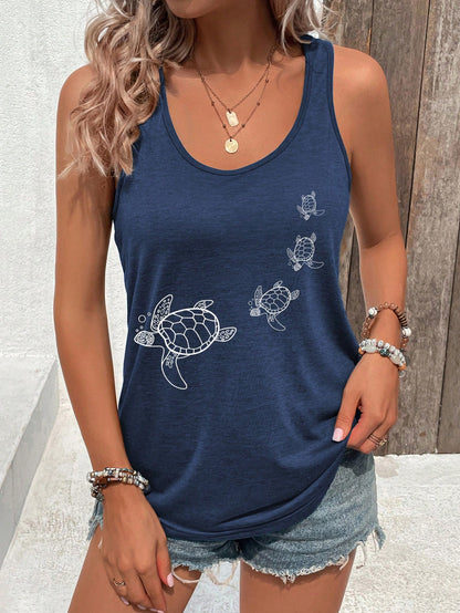 Selamara Women's Casual Turtle Print Tank Top
