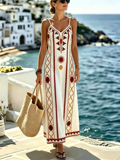 Selamara Women's Geometric Print Casual Spaghetti Strap Dress