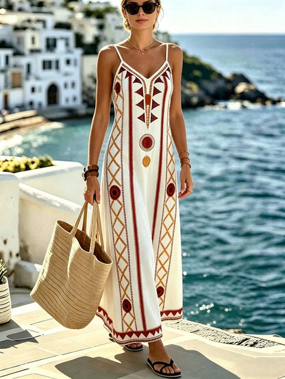 Selamara Women's Geometric Print Casual Spaghetti Strap Dress