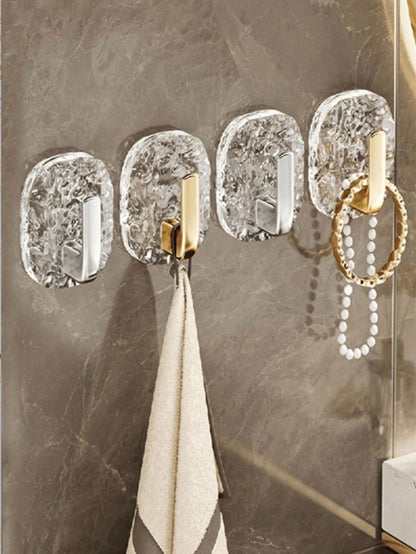 Self-Adhesive Bathroom Hanger Without Drilling- Modern Wall-Mounted Storage Rack, Glacier Pattern, Durable Plastic Material, No Drilling Installation, Ideal For Kitchen And Bathroom. Bathroom Hook, K