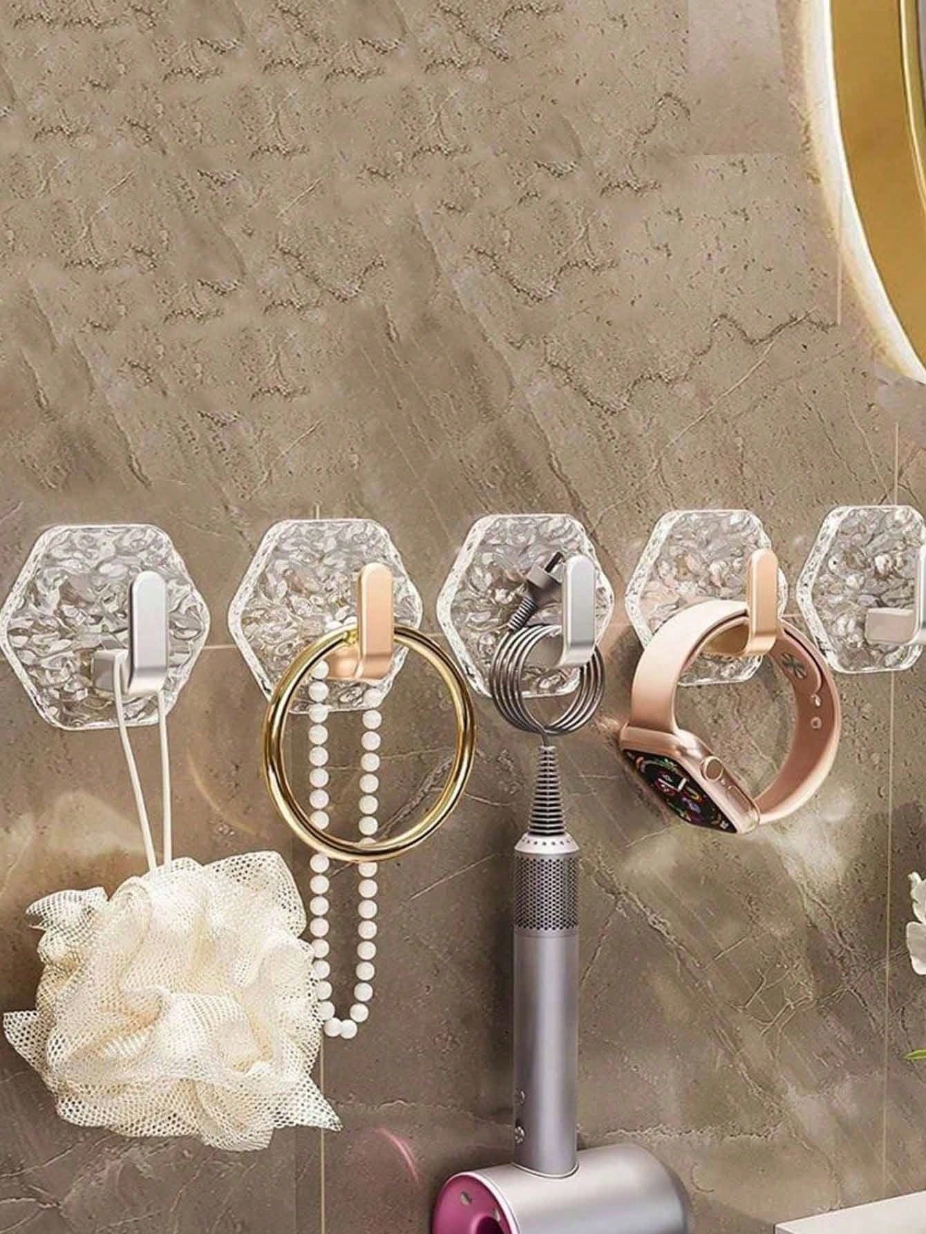 Self-Adhesive Bathroom Hanger Without Drilling- Modern Wall-Mounted Storage Rack, Glacier Pattern, Durable Plastic Material, No Drilling Installation, Ideal For Kitchen And Bathroom. Bathroom Hook, K