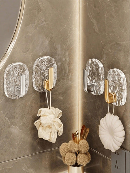 Self-Adhesive Bathroom Hanger Without Drilling- Modern Wall-Mounted Storage Rack, Glacier Pattern, Durable Plastic Material, No Drilling Installation, Ideal For Kitchen And Bathroom. Bathroom Hook, K