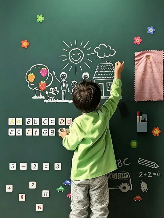 Self-Adhesive Blackboard Wall Sticker Set, Smooth Surface For Repeated Writing And Erasing, Home Decor, Entryway, Memo, Office, Message, Classroom, Planning Wallpaper
