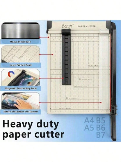 Senmeo 1pc A4 Guillotine Cutter Paper, Paper Slicer With Safety Guard And Blade Lock, Lightweight, Portable, 12 Sheet Easy-To-Use, Cutting PVC, Iron Sheet, Leather, Photos, Nonwovens, For Home & Offic