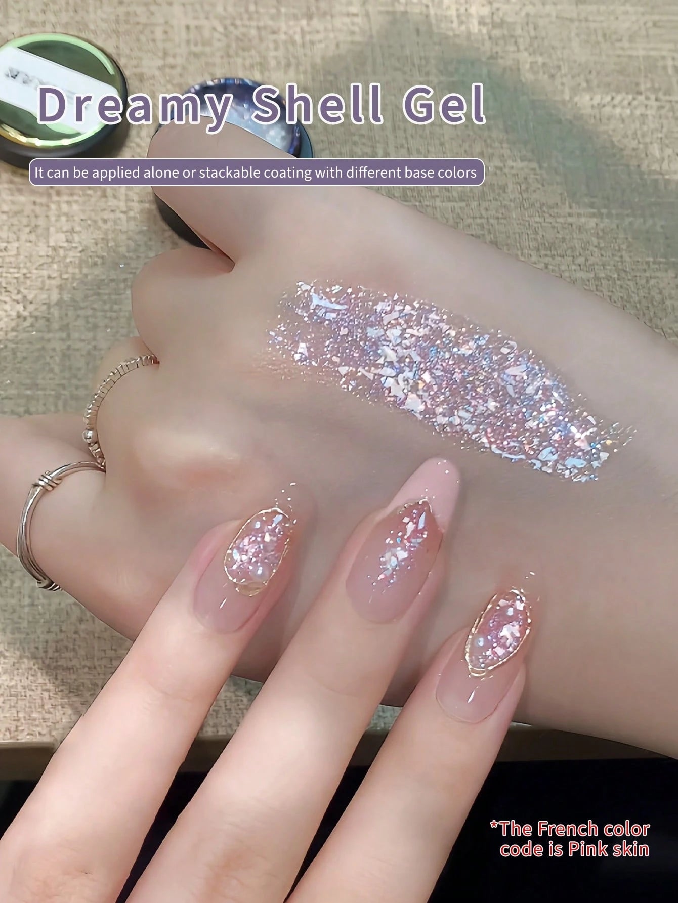 SHANGFEIYA 10ml Dreamy Shell Gel Polish Sparkly Transparent Flakes Soak Off UV Glitter Gel Bowknot Bottle For Daily Nail Decoration