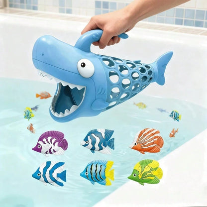 Shark Grabber Bath Toys For Toddlers- Bathtub & Pool Fishing Game With 1 Shark & 6 Colorful Fish| Educational Water Toy For Kids Ages 2+
