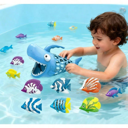 Shark Grabber Bath Toys For Toddlers- Bathtub & Pool Fishing Game With 1 Shark & 6 Colorful Fish| Educational Water Toy For Kids Ages 2+
