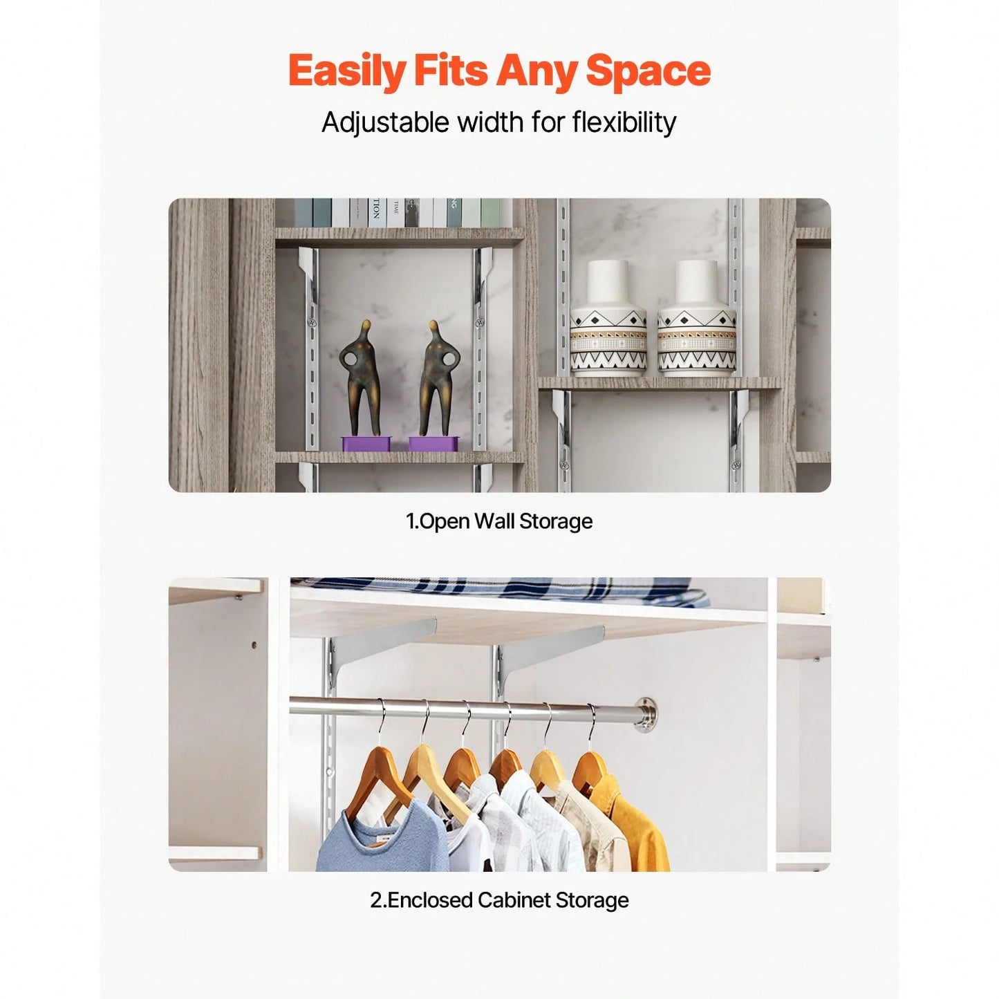 Shelf Pilaster, 39-Inch 10 Pack, Upright Wall Shelving System, Heavy Duty Support System Single Slot Shelf Rails, 40 Screws Included, Suitable For Cabinet Closet Organization Storage, Silver