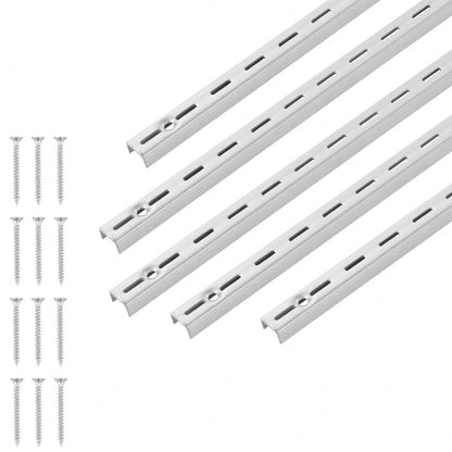 Shelf Pilaster, 39-Inch 10 Pack, Upright Wall Shelving System, Heavy Duty Support System Single Slot Shelf Rails, 40 Screws Included, Suitable For Cabinet Closet Organization Storage, Silver