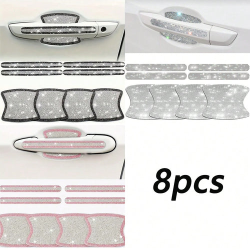 Shiny Car Door Handle Protector Stickers Shiny Car Accessories Women's Shiny Door Handle Covers Car Rhinestone Shiny Car Door Bowl Protector Stickers Shiny Accessories Women's Stickers