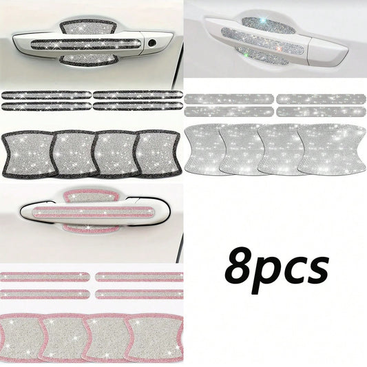 Shiny Car Door Handle Protector Stickers Shiny Car Accessories Women's Shiny Door Handle Covers Car Rhinestone Shiny Car Door Bowl Protector Stickers Shiny Accessories Women's Stickers
