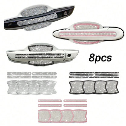 Shiny Car Door Handle Protector Stickers Shiny Car Accessories Women's Shiny Door Handle Covers Car Rhinestone Shiny Car Door Bowl Protector Stickers Shiny Accessories Women's Stickers