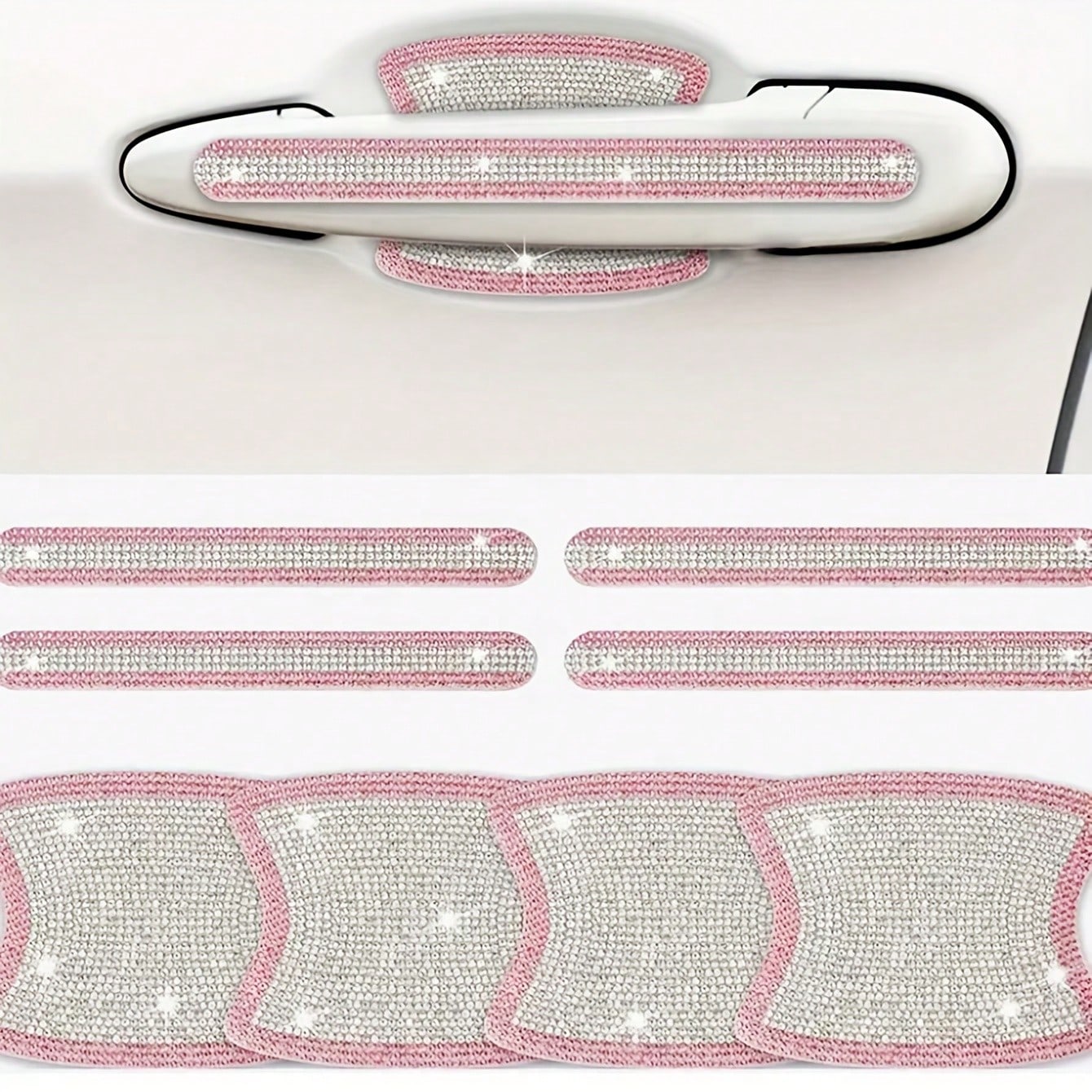Shiny Car Door Handle Protector Stickers Shiny Car Accessories Women's Shiny Door Handle Covers Car Rhinestone Shiny Car Door Bowl Protector Stickers Shiny Accessories Women's Stickers