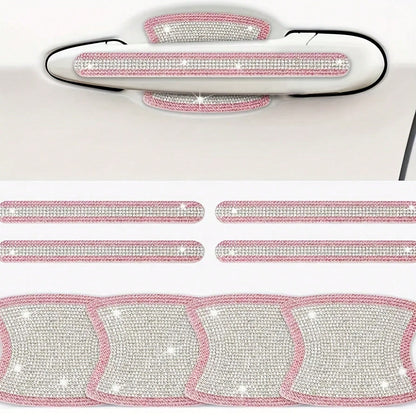 Shiny Car Door Handle Protector Stickers Shiny Car Accessories Women's Shiny Door Handle Covers Car Rhinestone Shiny Car Door Bowl Protector Stickers Shiny Accessories Women's Stickers