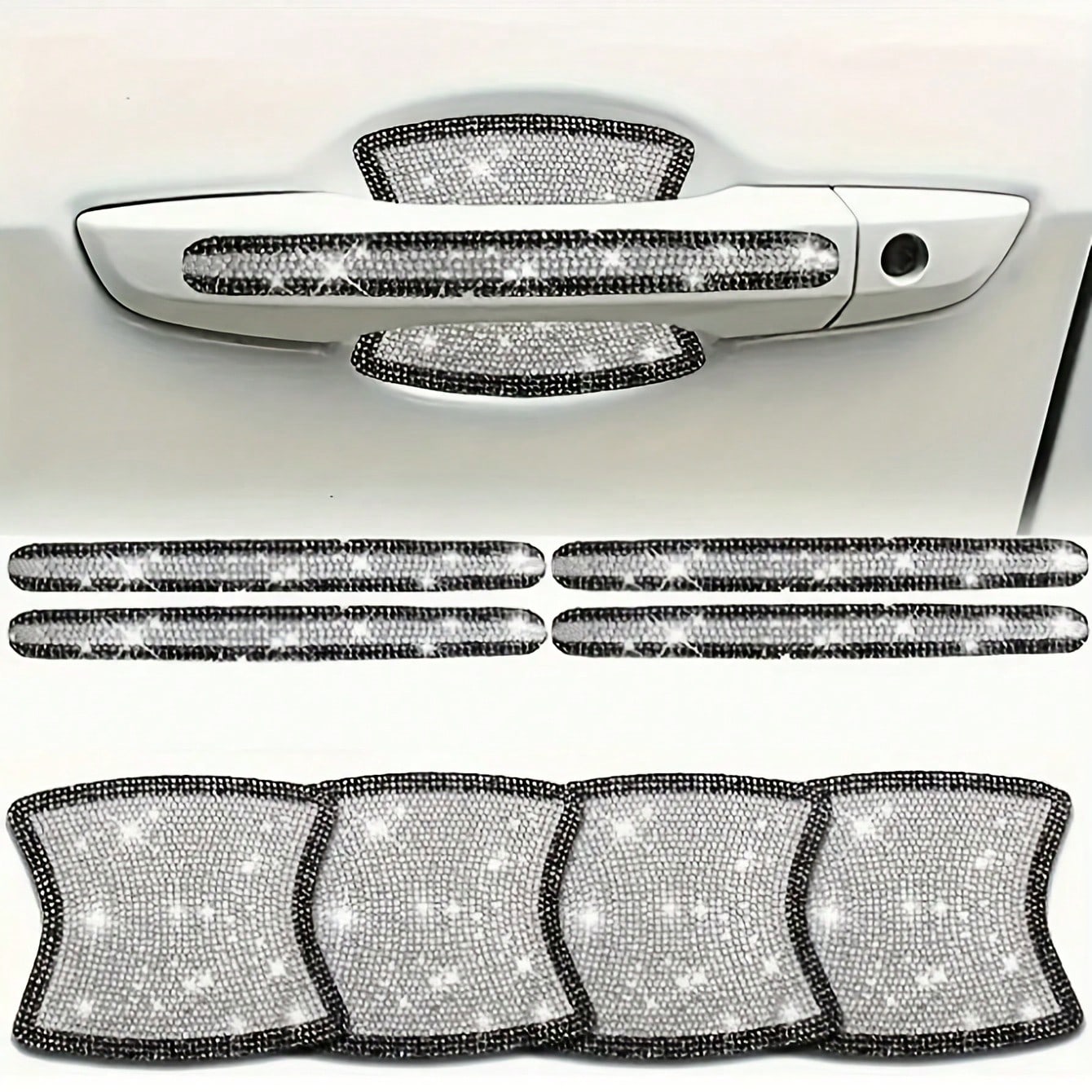 Shiny Car Door Handle Protector Stickers Shiny Car Accessories Women's Shiny Door Handle Covers Car Rhinestone Shiny Car Door Bowl Protector Stickers Shiny Accessories Women's Stickers
