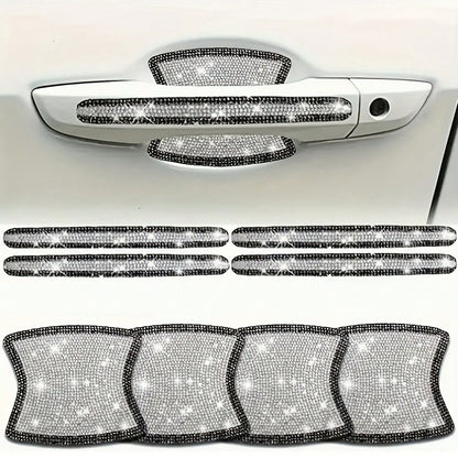 Shiny Car Door Handle Protector Stickers Shiny Car Accessories Women's Shiny Door Handle Covers Car Rhinestone Shiny Car Door Bowl Protector Stickers Shiny Accessories Women's Stickers