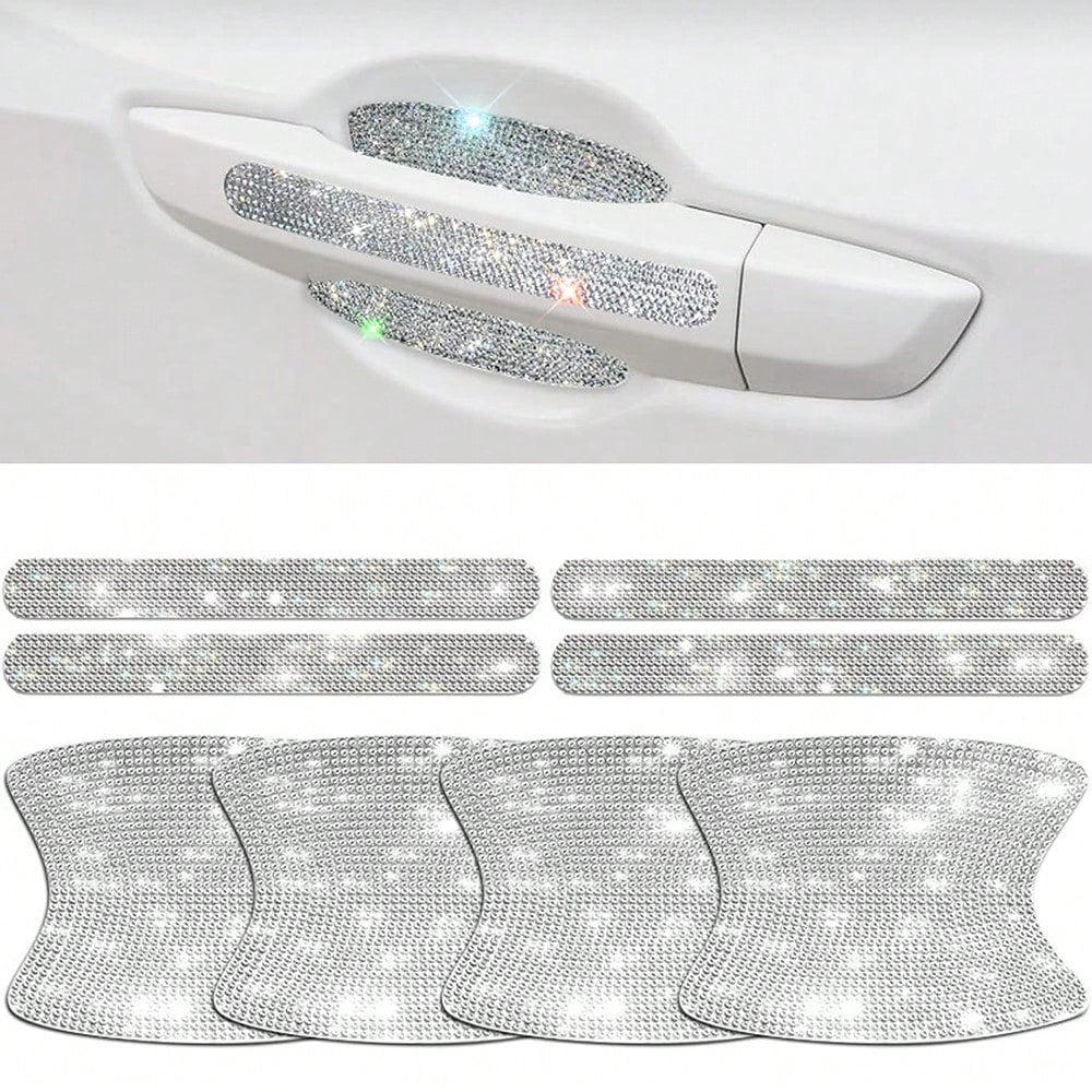 Shiny Car Door Handle Protector Stickers Shiny Car Accessories Women's Shiny Door Handle Covers Car Rhinestone Shiny Car Door Bowl Protector Stickers Shiny Accessories Women's Stickers