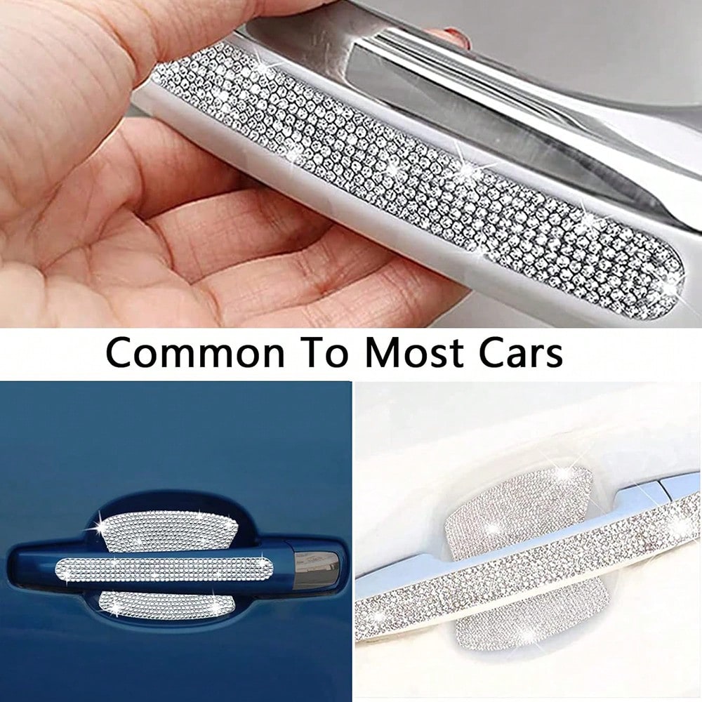 Shiny Car Door Handle Protector Stickers Shiny Car Accessories Women's Shiny Door Handle Covers Car Rhinestone Shiny Car Door Bowl Protector Stickers Shiny Accessories Women's Stickers