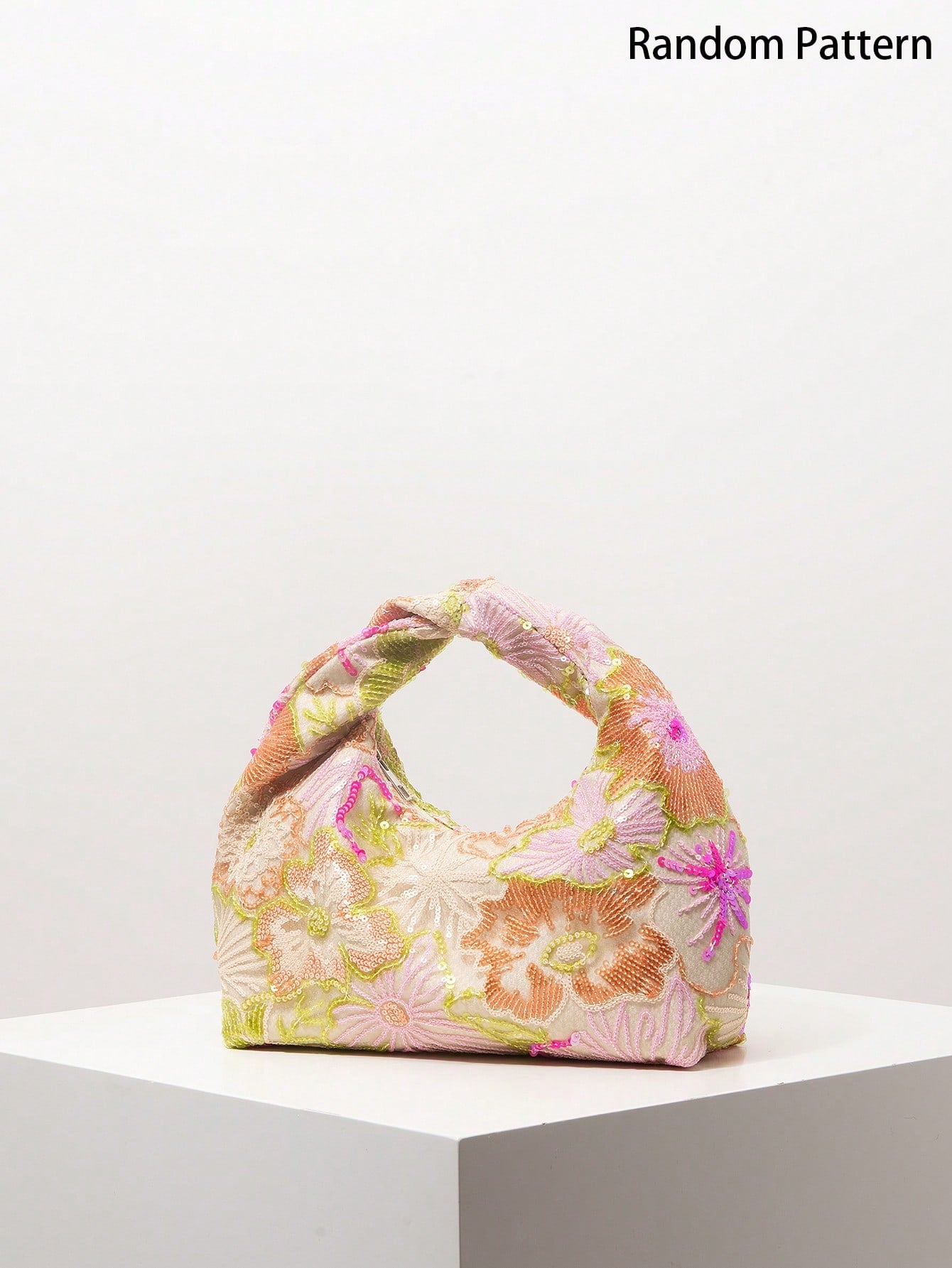 Shiny Colorful Sequin Pleated Handbag, Floral Bag, Sequin Bag, Prom Bag, Bridal Party, Prom Accessories, Elegant Bag For Women
